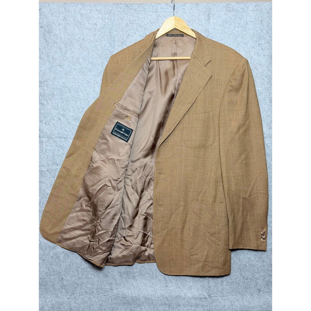 VTG Ermenegildo Zegna High Performance 46R Brown Wool Herringbone Blazer